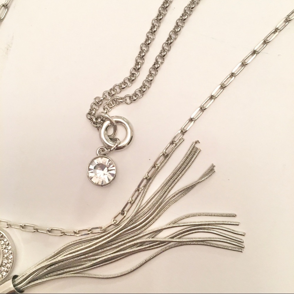 Guess Multi Layer Necklace SilverTone/ Rhinestone - Picture 8 of 8